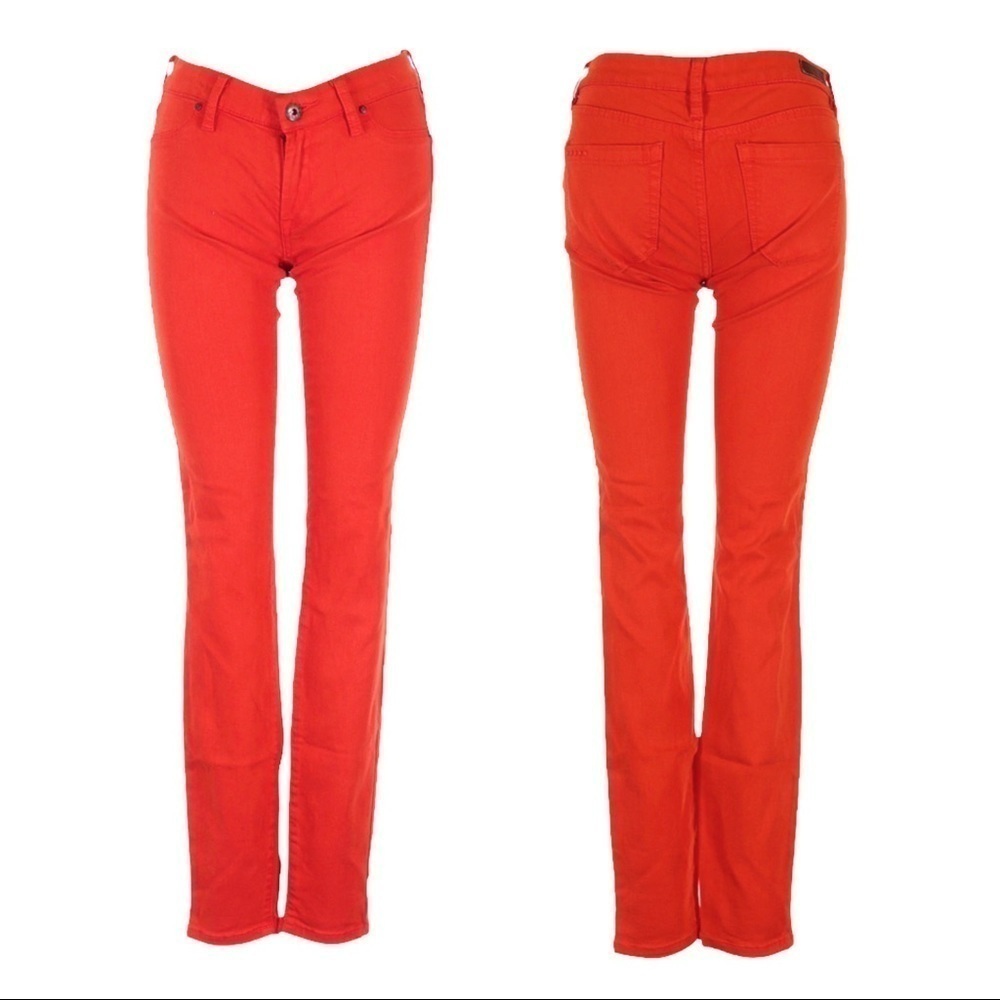 Blank NYC Bright Red Classic Low Rise Spray On Skinny Jeans Size 25